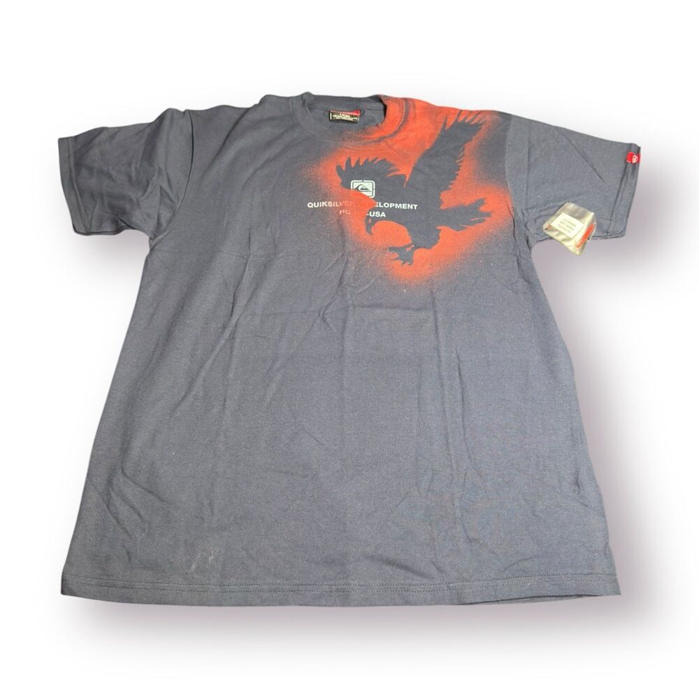 Quiksilver‎ Graphic T-Shirt Size Large Dark Gray Shirt Retro 100% Cotton Skater